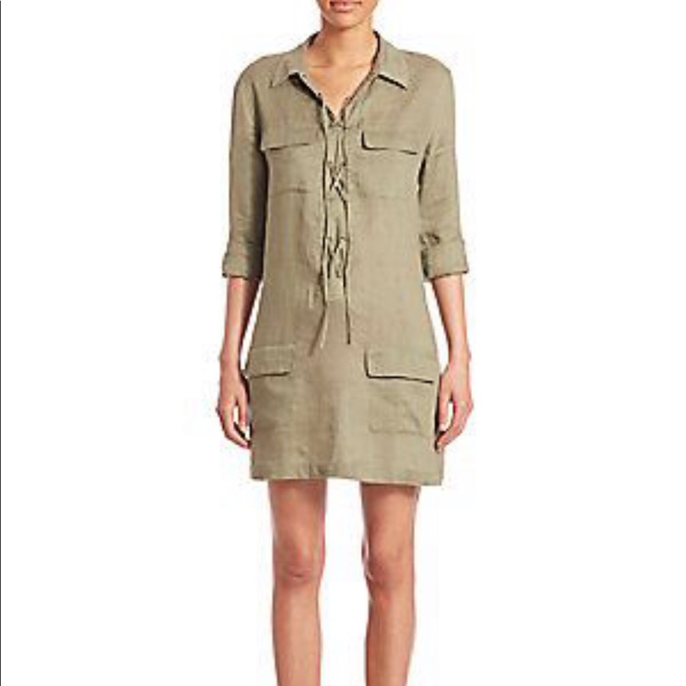 Equipment Lace-Up Linen Dress